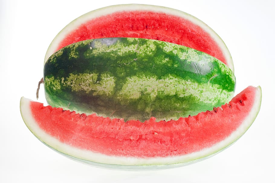 watermelon, slice, isolated, white, sweetfood, red, diet, studio HD wallpaper