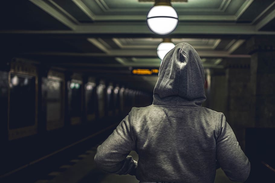 Person Wearing Gray Hooded Jacket in Train Station, commuter, HD wallpaper