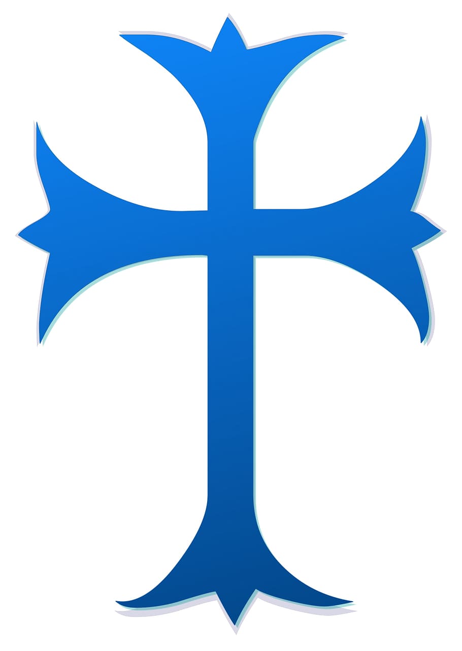 holy, cross, blue, graphics, white background, no people, studio shot HD wallpaper