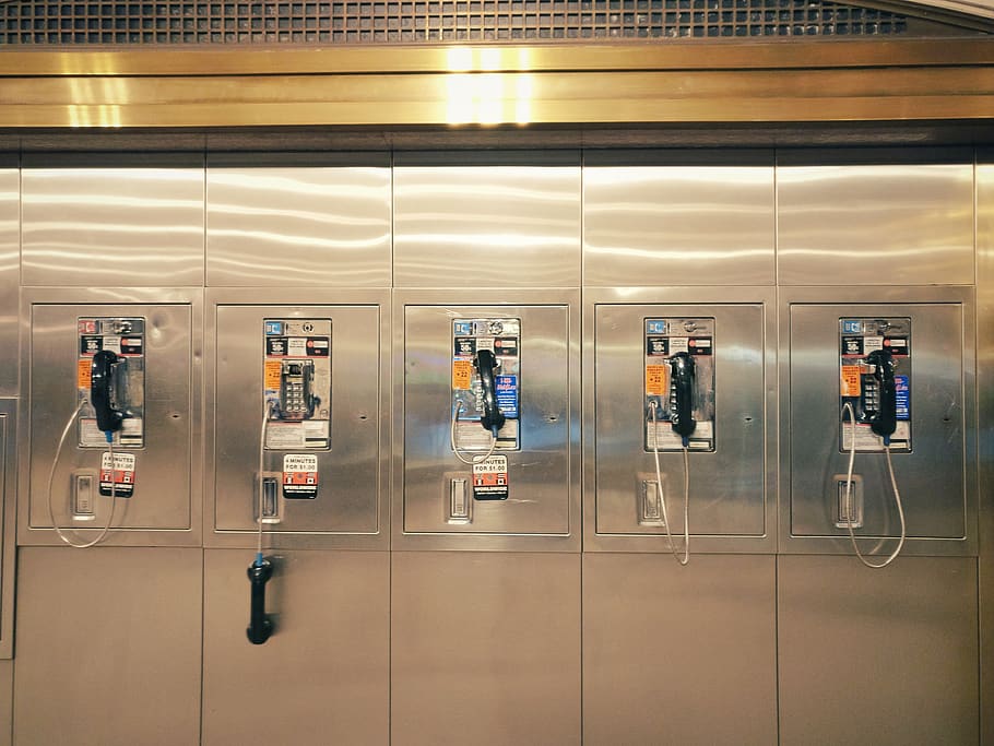 five payphone view, united states, new york, grand central terminal HD wallpaper