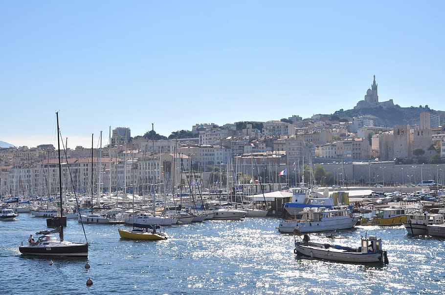 HD wallpaper: france, old port of marseille, boats, city, sea, harbor ...