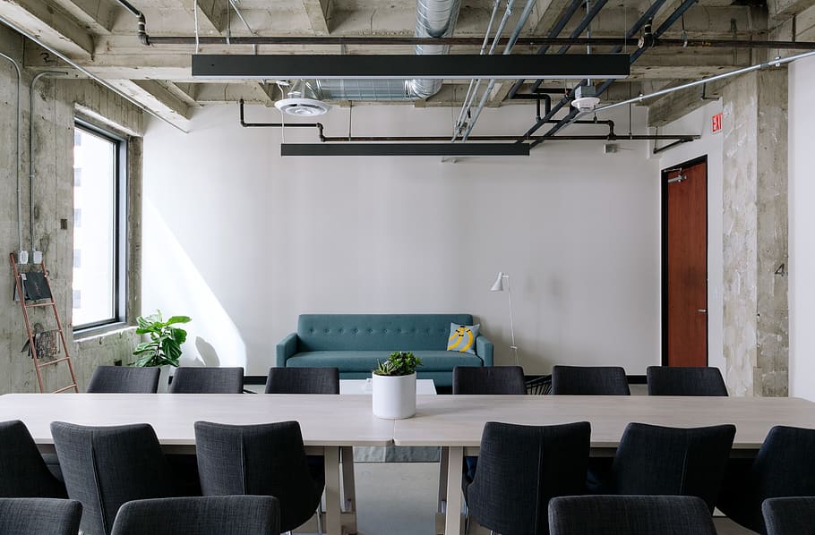 white, room, office, table, chairs, window, glass, couch, sofa HD wallpaper