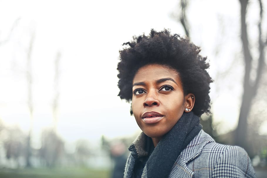 Woman Wears Black Suit Jacket Photography, afro, close-up, daylight HD wallpaper