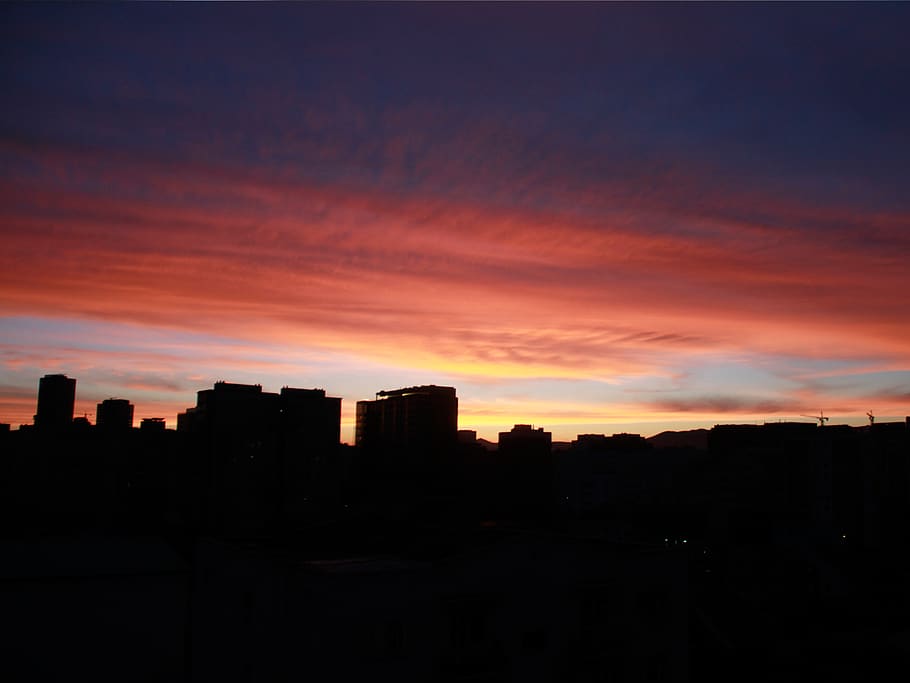 sky, night, midnight, cool, light, silhouette, architecture HD wallpaper