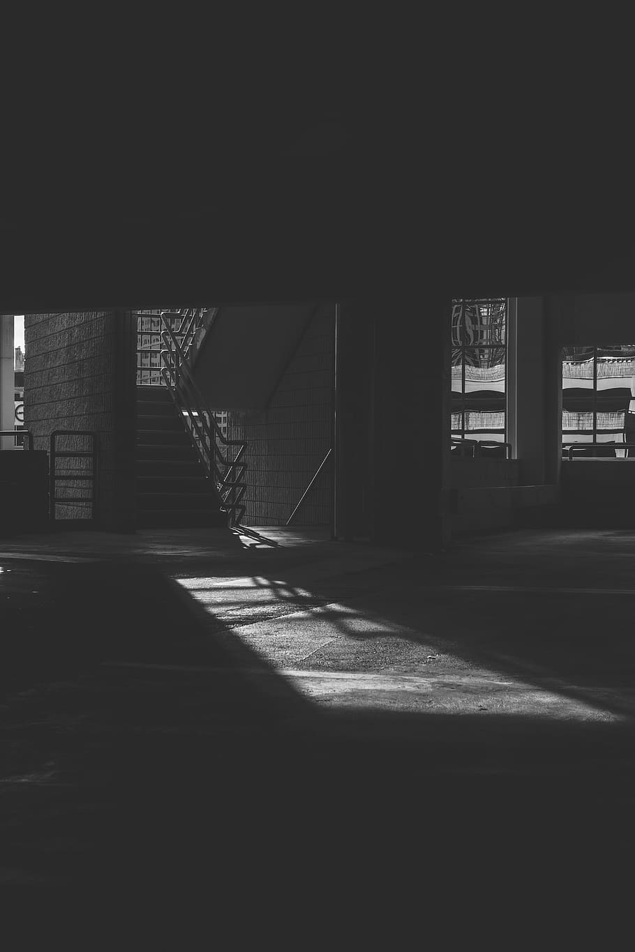 light cast through stairwell, architecture, built structure, no people HD wallpaper