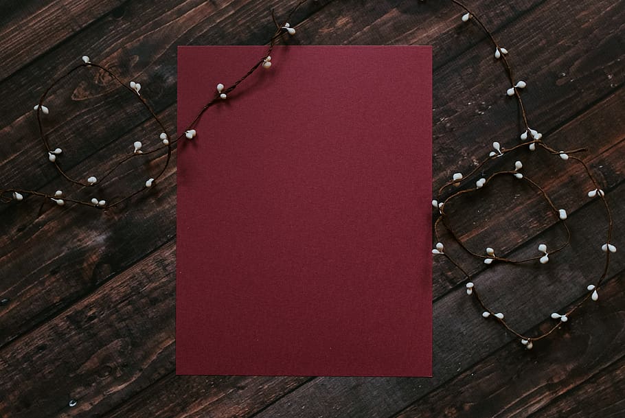 red printer paper and string lights, table, wood - material, no people HD wallpaper
