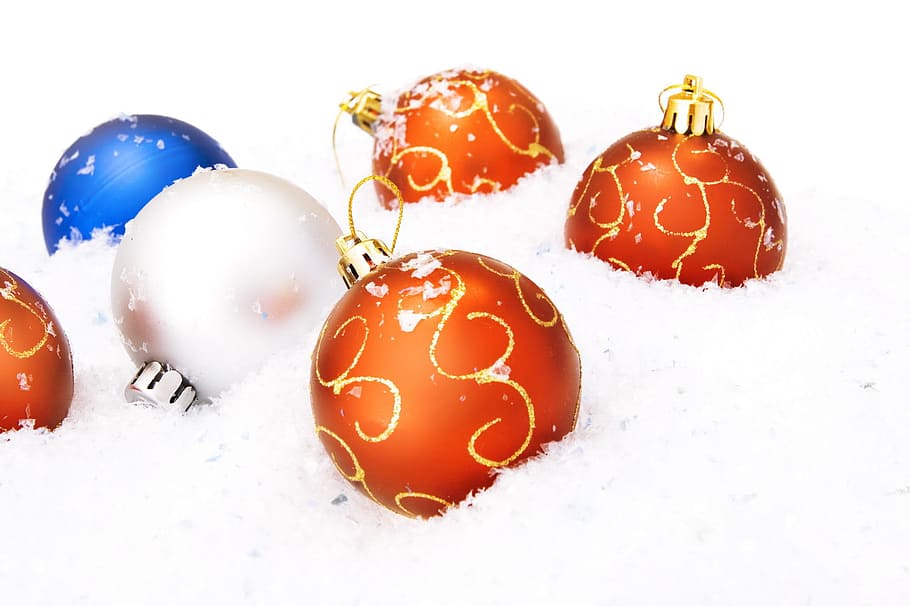 ball, snow, shine, isolated, wallpaper, decoration, fun, white HD wallpaper