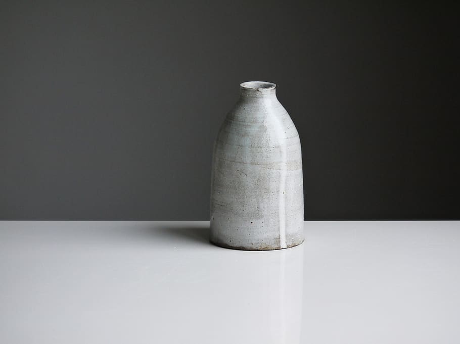 gray certamic pot, single object, indoors, studio shot, table HD wallpaper