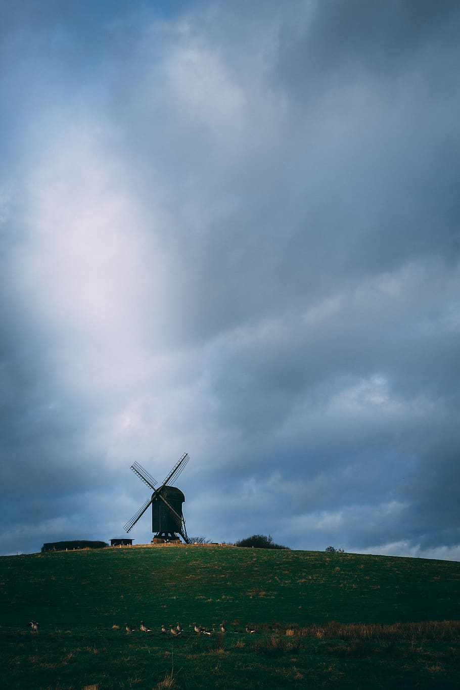 denmark, ramløse, cloudy, farm, yard, grass, bluesky, winter HD wallpaper