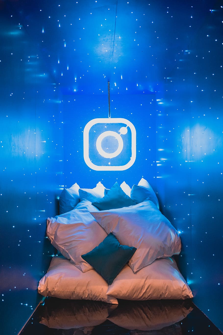 white throw pillow, blue, one person, illuminated, real people HD wallpaper