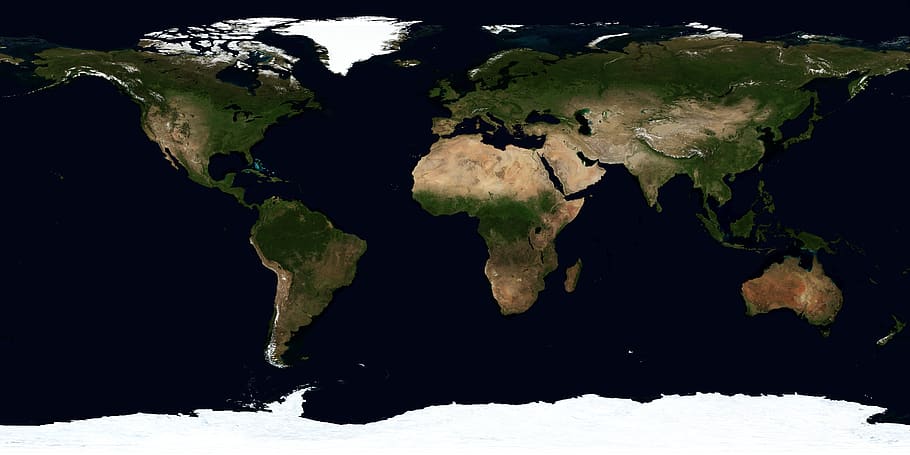 Black Green Brown Continent, earth, geography, map, world, satellite view HD wallpaper