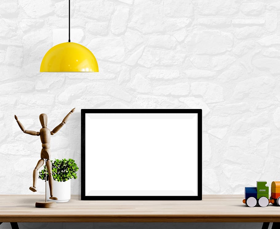 frame, poster, wall, interior, template, blank, mockup, table HD wallpaper