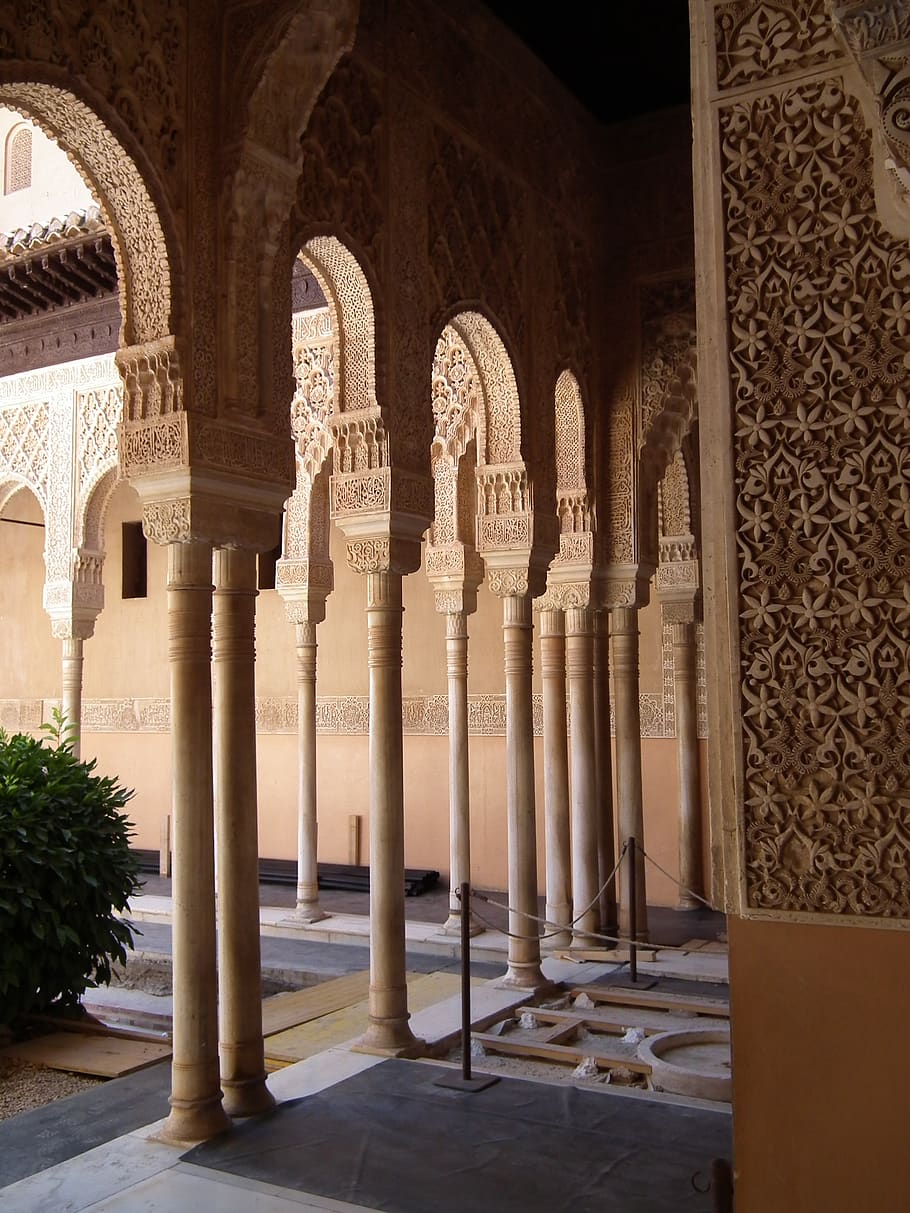 granada, spain, alhambra, andalucia, architectural column, architecture