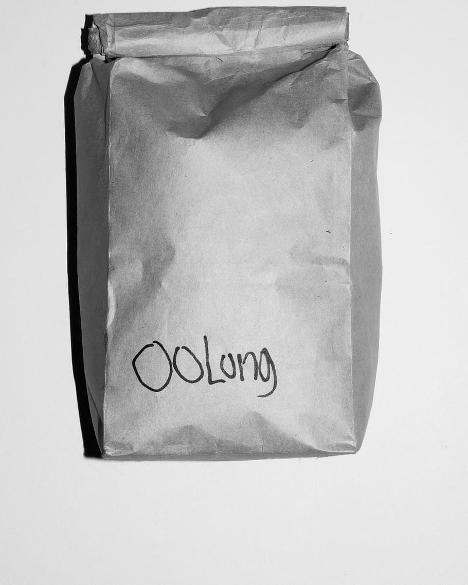 oolong tea, bag, kitchen, text, studio shot, white background HD wallpaper