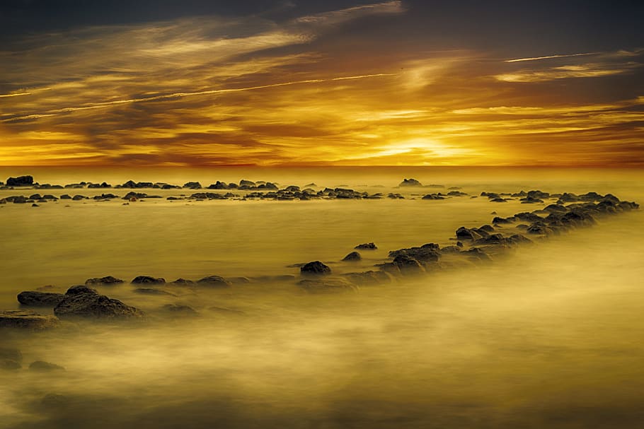 beach, sunset, sky, landscape, sea, light, horizon, costa, scenics - nature HD wallpaper