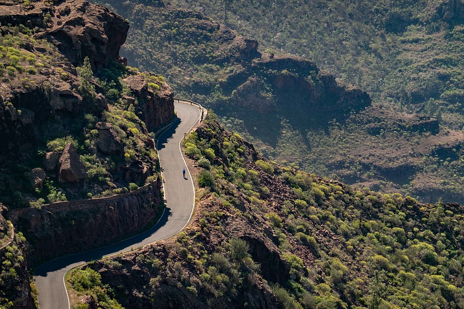 winding road on hill, landscape, outdoors, nature, scenery, aerial view, HD wallpaper