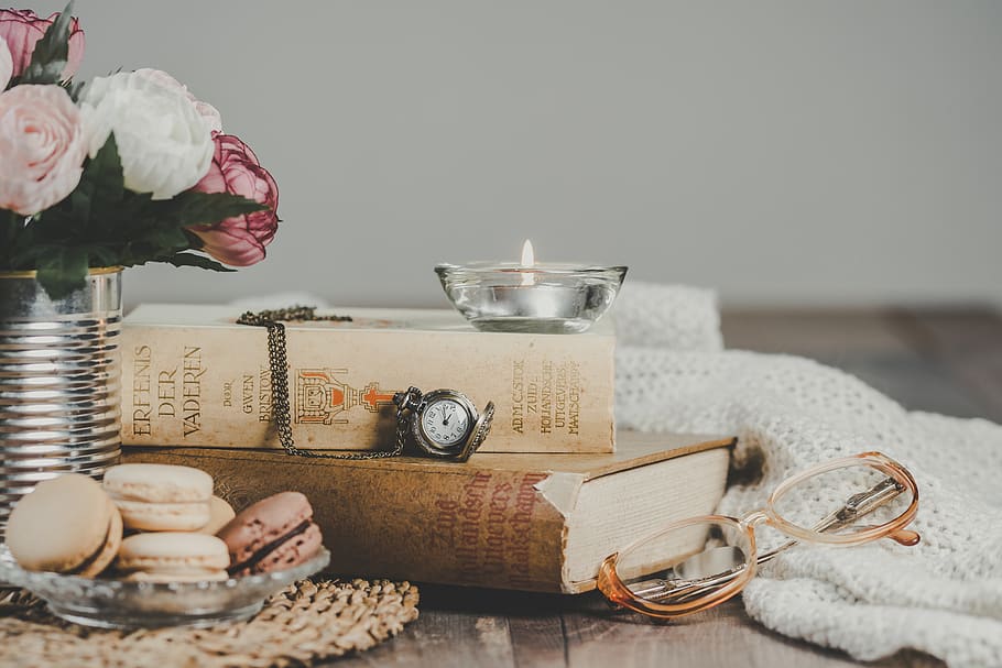 Books On The Table, aromatherapy, aromatic, biscuits, can, candle HD wallpaper