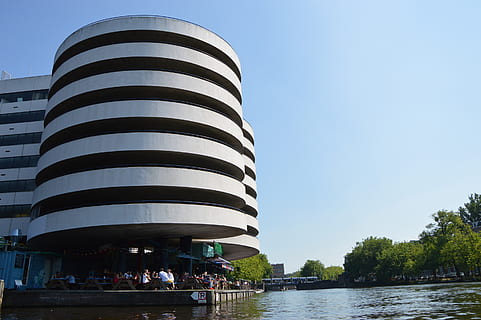amsterdam, netherlands, round, white, bulding, urban, water HD wallpaper