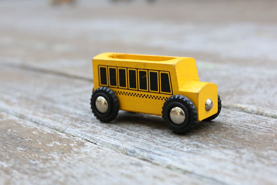 school bus, yellow, toy, wood - material, toy car, single object HD wallpaper