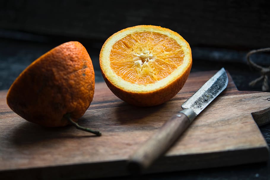 Fresh orange, board, chopping, chopping board, citrus, fruit, HD wallpaper