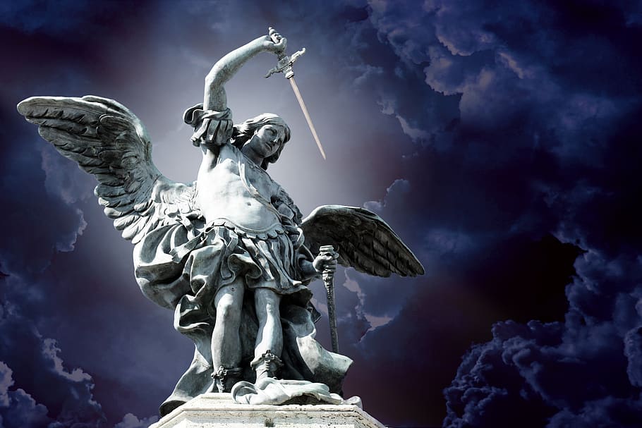 angel, cloud, storm, sky, wing, atmosphere, figure, mystical HD wallpaper