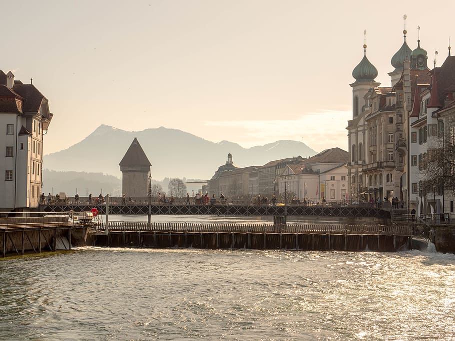lucerne, switzerland, sky, clouds, rigi, mountain, kappellbrücke HD wallpaper