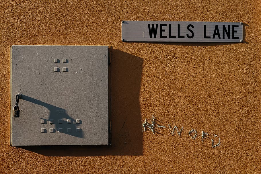 Wells Lane text, communication, no people, close-up, directly above HD wallpaper