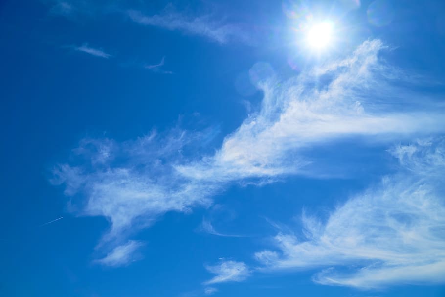 sky, clouds, sun, weather, schönwetter, air, blue, background HD wallpaper