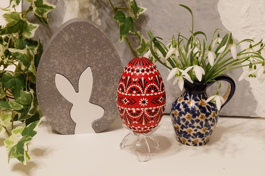 easter, spring, egg, easter eggs, snowdrop, hare, easter bunny HD wallpaper