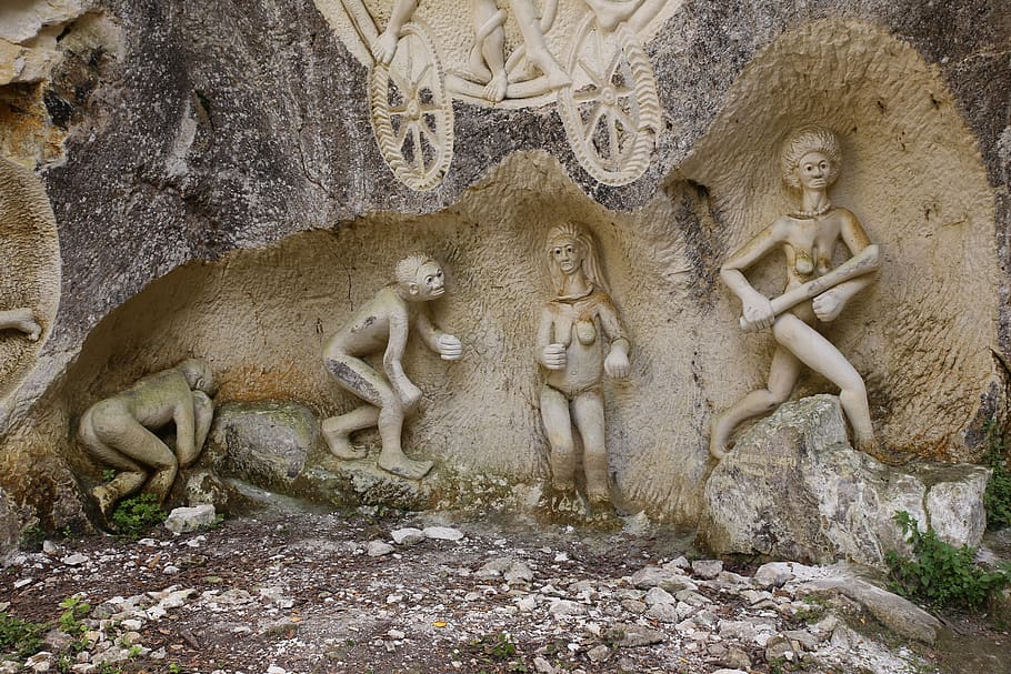 nature, fauna, evolution, primate, monkey, fresco stone, sculpture HD wallpaper