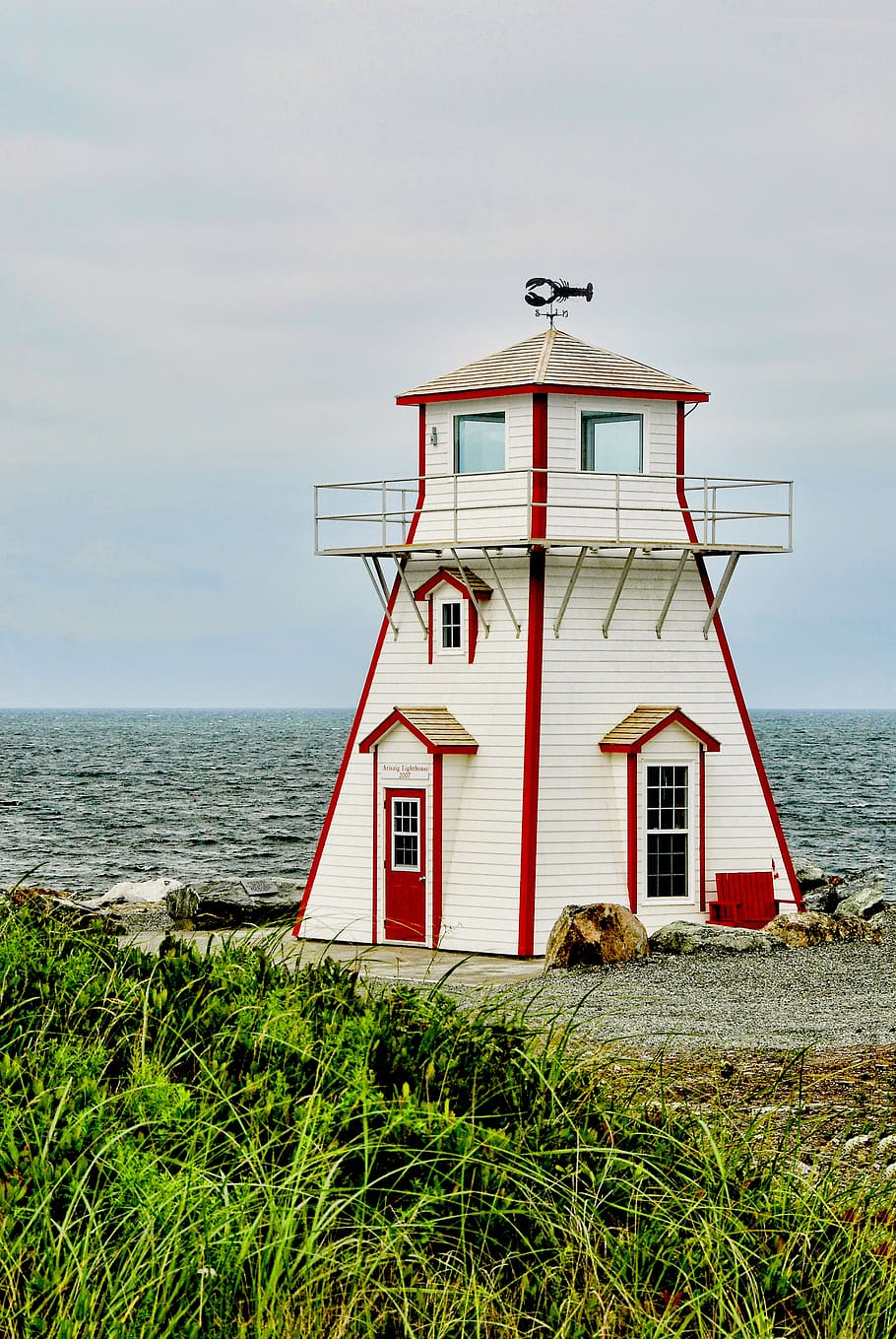 lighthouse, sky, architecture, sea, canada, nova scotia, tourism HD wallpaper