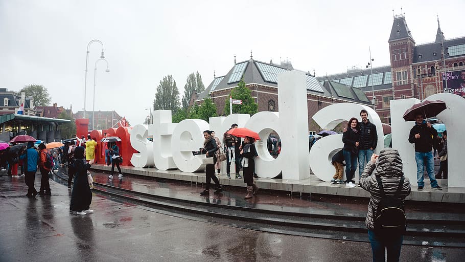 netherlands, amsterdam, group of people, real people, city HD wallpaper