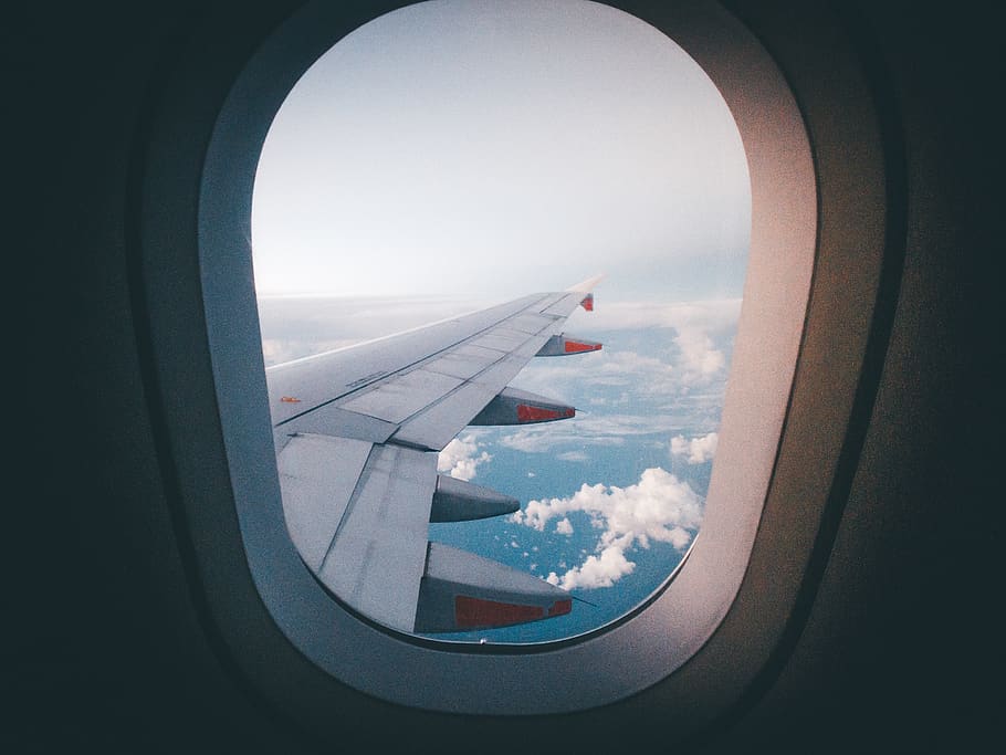 plane window, air vehicle, airplane, mode of transportation, vehicle interior HD wallpaper