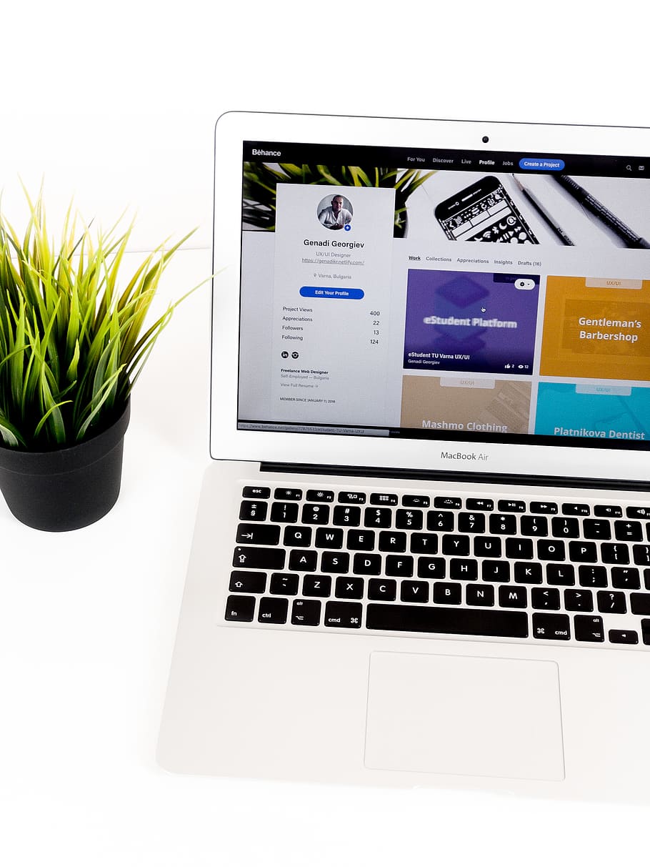 turned-on MacBook Air, laptop, technology, wireless technology HD wallpaper
