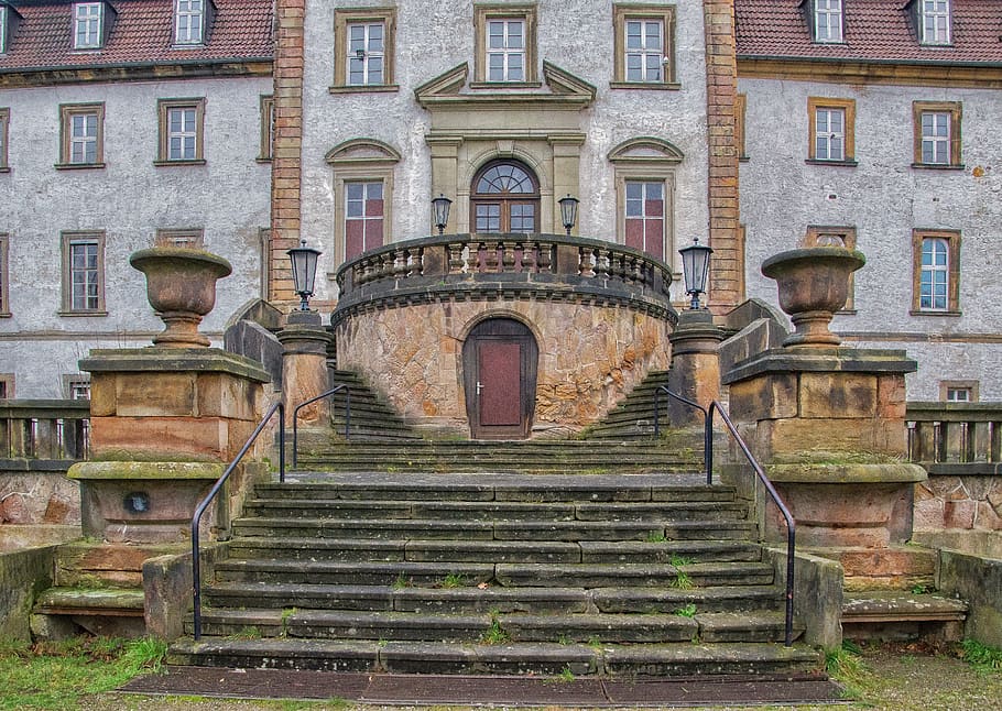 castle, input, stairs, emergence, ailing, building, architecture HD wallpaper