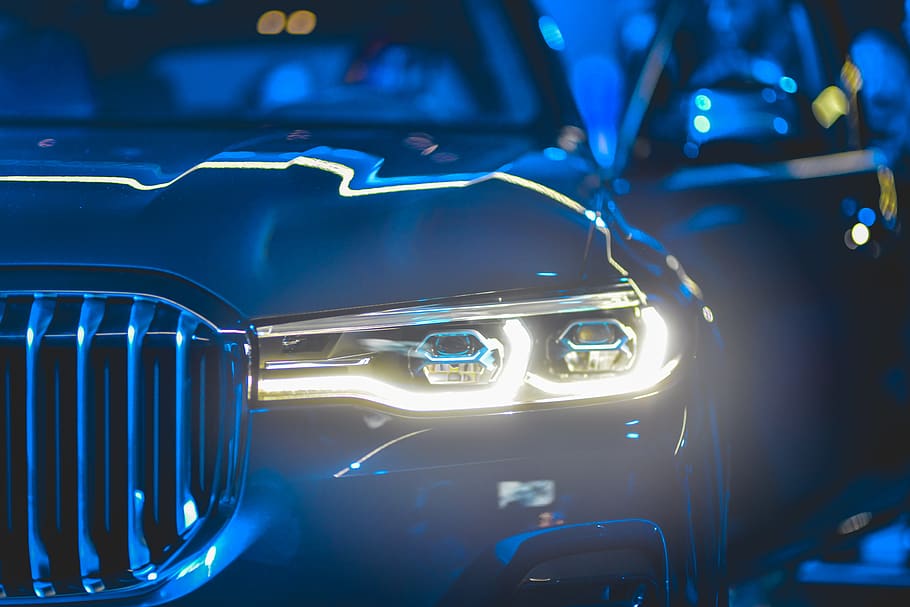 blue luxury car, mode of transportation, motor vehicle, land vehicle HD wallpaper