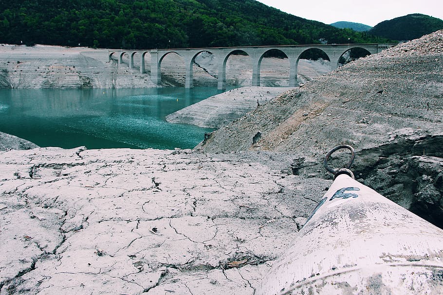 Gray Concrete Arch Bridge Near Forest, beautiful, broken, daylight HD wallpaper