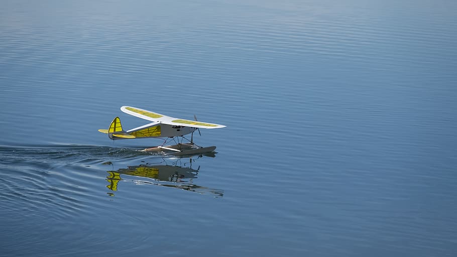 plane, water, ripple, reflection, calm, remote, control, air HD wallpaper