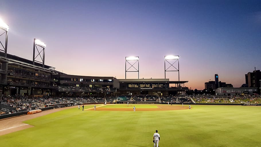 stadium, outfield, bat, ball, sports, outside, regions field HD wallpaper