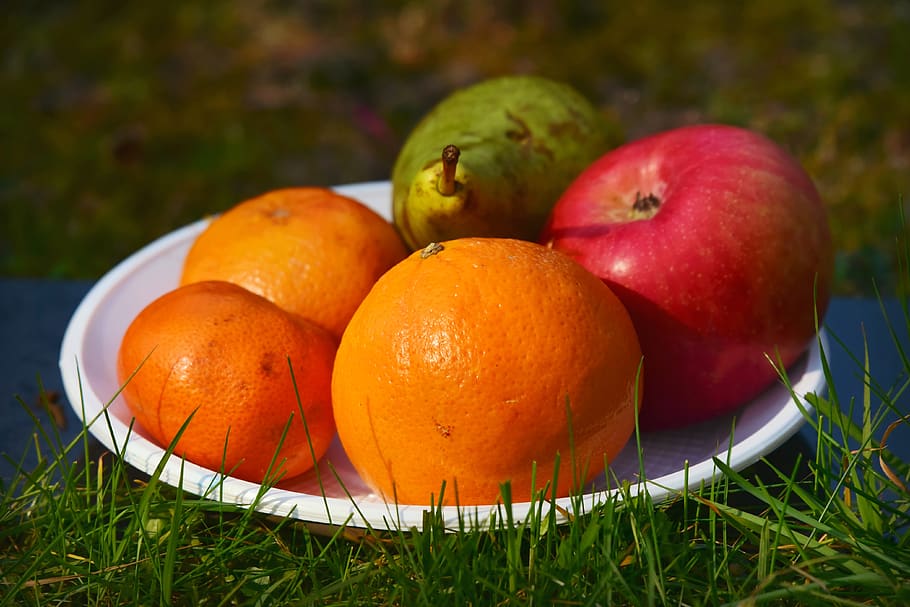 orange, apple, mandarin, pear, fruit, food, fresh, nutrition HD wallpaper