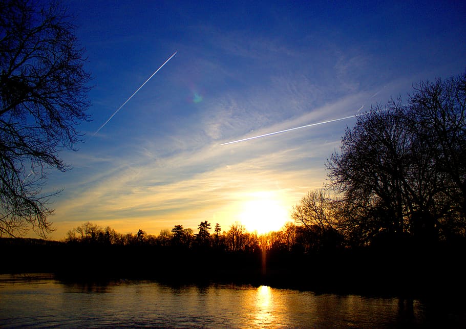 sunset, landscape, nature, sky, water, twilight, romantic, reflection HD wallpaper