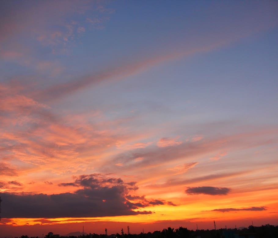 Sky During Sunset, clouds, dawn, daylight, dramatic, dusk, HD wallpaper HD wallpaper