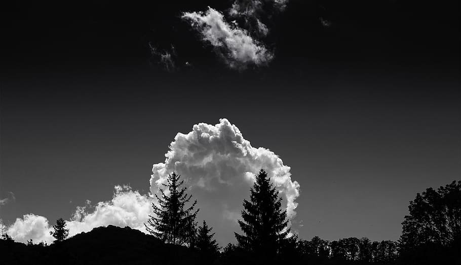 Monochrome Photography of Clouds, backlit, black-and-white, cloudscape HD wallpaper