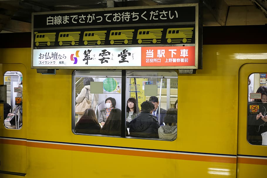 japan, tokyo, nihon, subway, metrô, amarelo, transporte, pessoas HD wallpaper