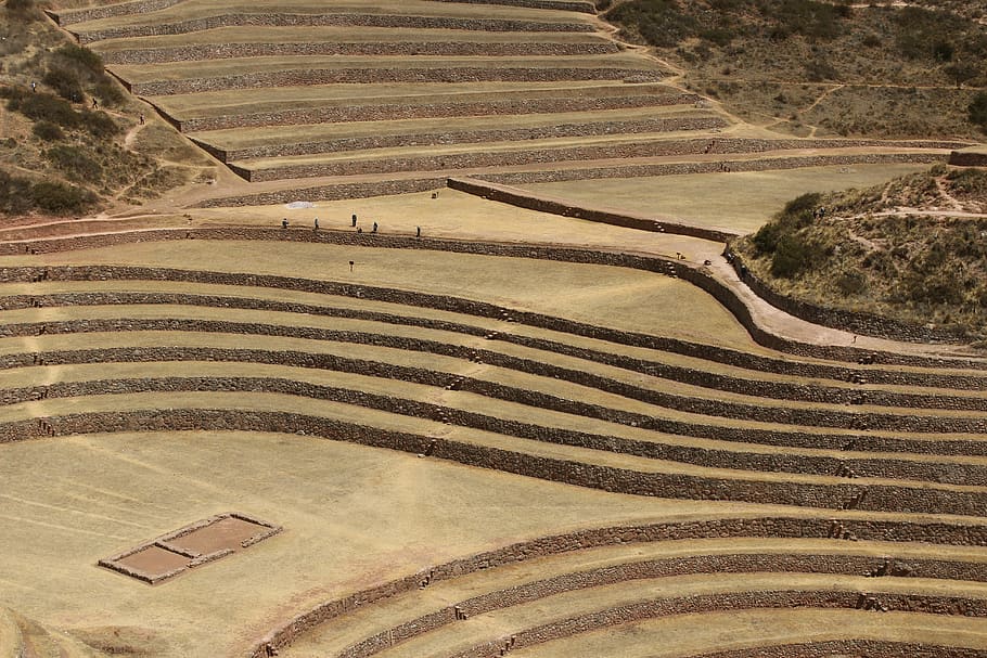 peru, maras, moray, landscape, agriculture, rural scene, high angle view HD wallpaper
