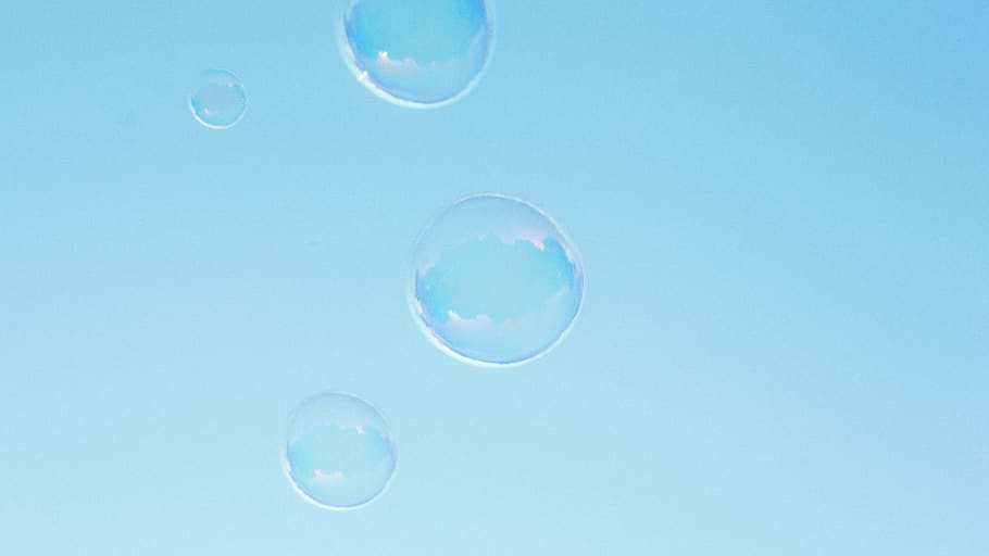 soap bubbles, minimalist, blue, sky, water, transparent, studio shot HD wallpaper
