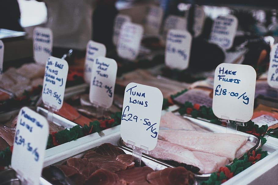 assorted-meat lot, fish, edinburgh, united kingdom, food, hake HD wallpaper