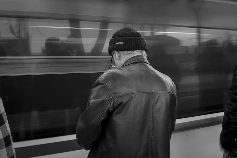 uncle, train, railway, technical, monochrome, real people, rail transportation HD wallpaper