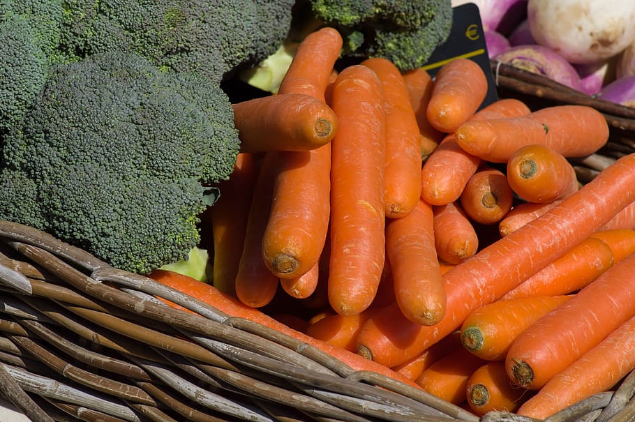 vegetables, broccoli, cabbage, carrots, market, food and drink HD wallpaper