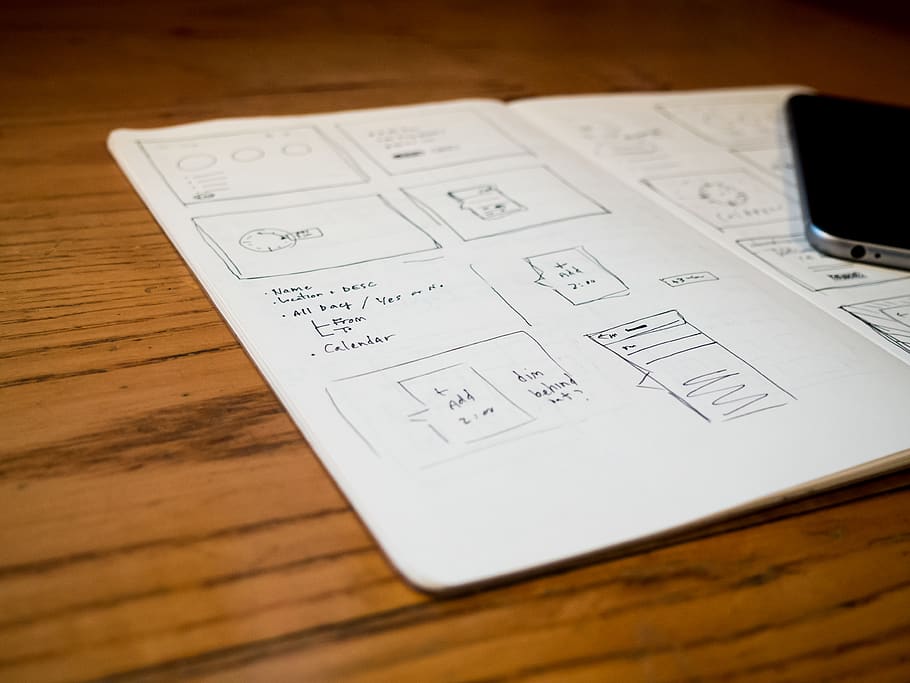 design, mockups, sketch, notebook, notepad, iphone, mobile HD wallpaper